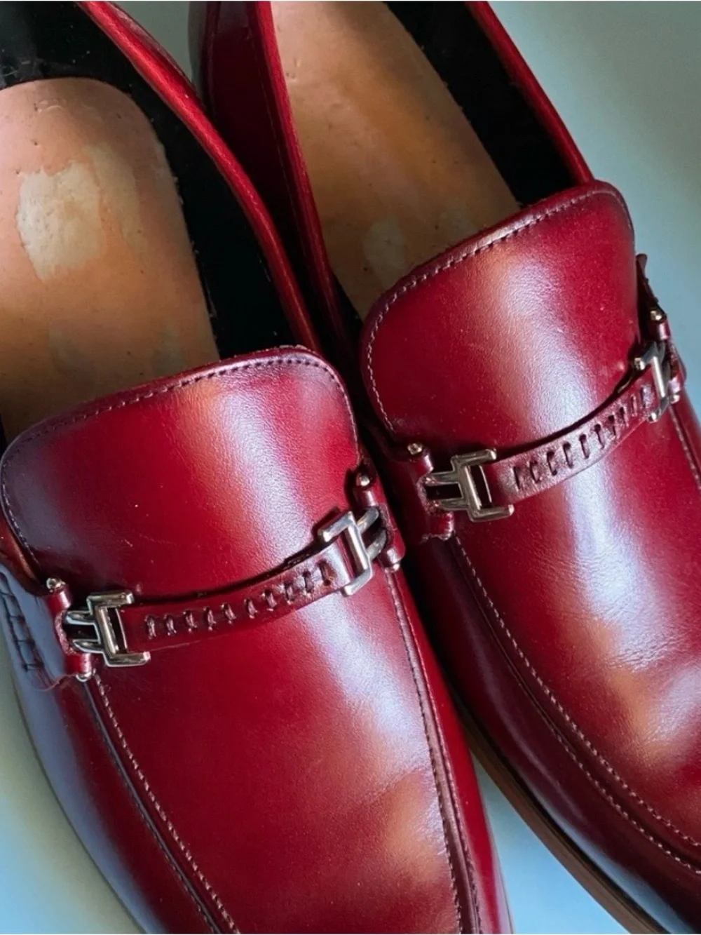 NWOT Stacy Adams Burgundy/red Leather Loafers